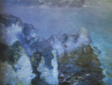  Falaises d'Etretat, la Porte d'Amont et l'Aiguille des Demoiselles, Normandie. Huile sur toile 97x130cm, date 1910 (cat.263).   