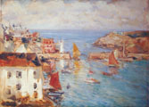  Le Port de Sauzon,  la voile jaune. Belle-Isle-en-Mer. huile sur toile 73x100cm (cat.618). Photo Muse de Pont-Aven.   